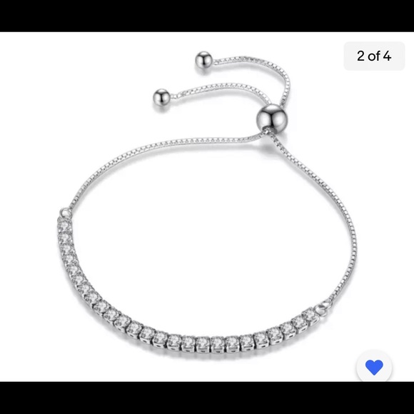 Sterling Silver Adjustable CZ Bracelet - Picture 2 of 4